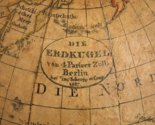 Erdglobus, terrestrial globe, Simon Schropp & Comp. (ca. 1810 – ca. 1850)