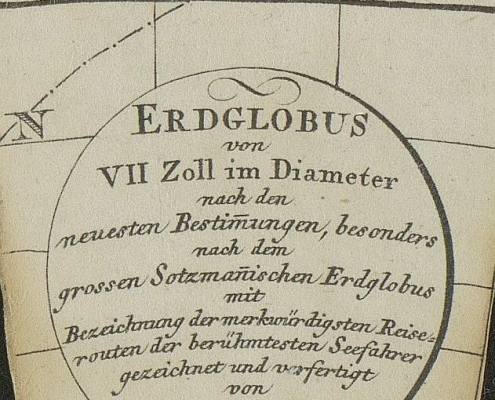 Erdglobus, terrestrial globe, Sotzmann und Bode (1790 – ca. 1823)
