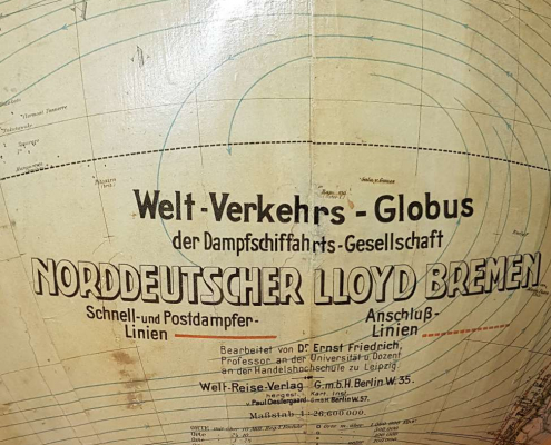 Erdglobus, terrestrial globe, Peter J. Oestergaard / Paul Oestergaard GmbH (1902 – 1919)